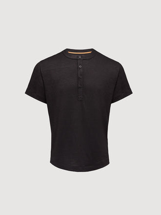 French Linen Short Sleeve Henley